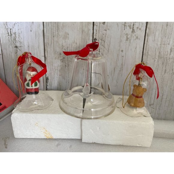 Vintage L'il Chimers Crystal Glass Bell CHRISTMAS ORNAMENT, Bear Santa - Picture 4 of 8